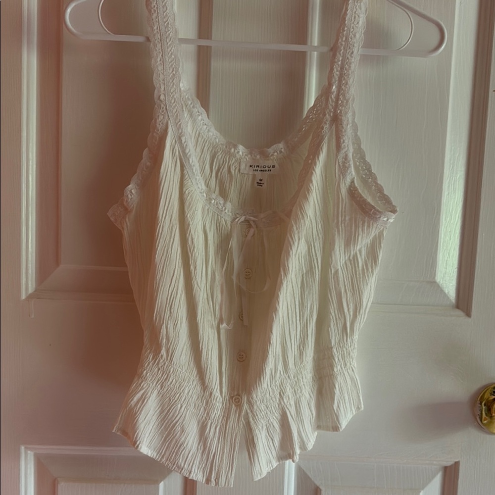 Cream Ribbed Fitted Camisole Top